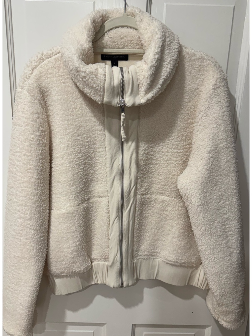 Banana Republic Ivory Teddy Sherpa Zip Jacket